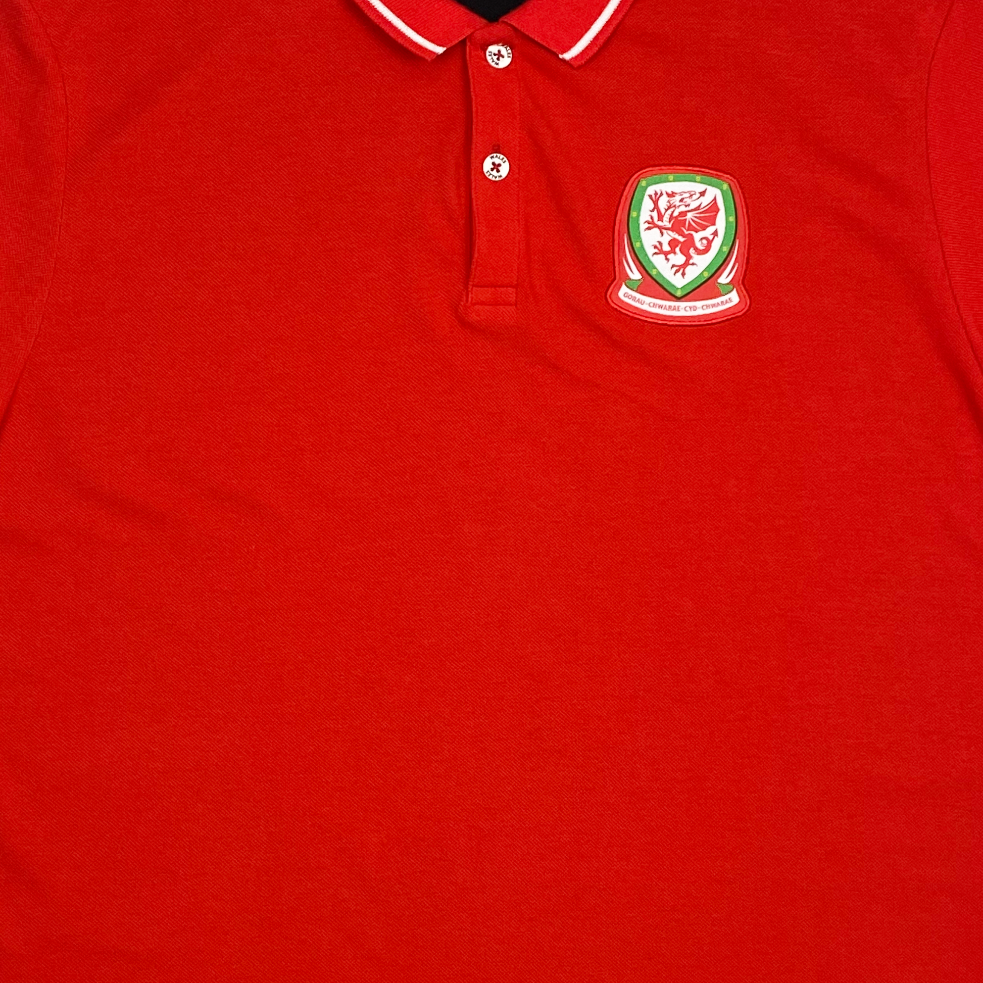 Wales Polo Shirt Black & Red | Extra Large