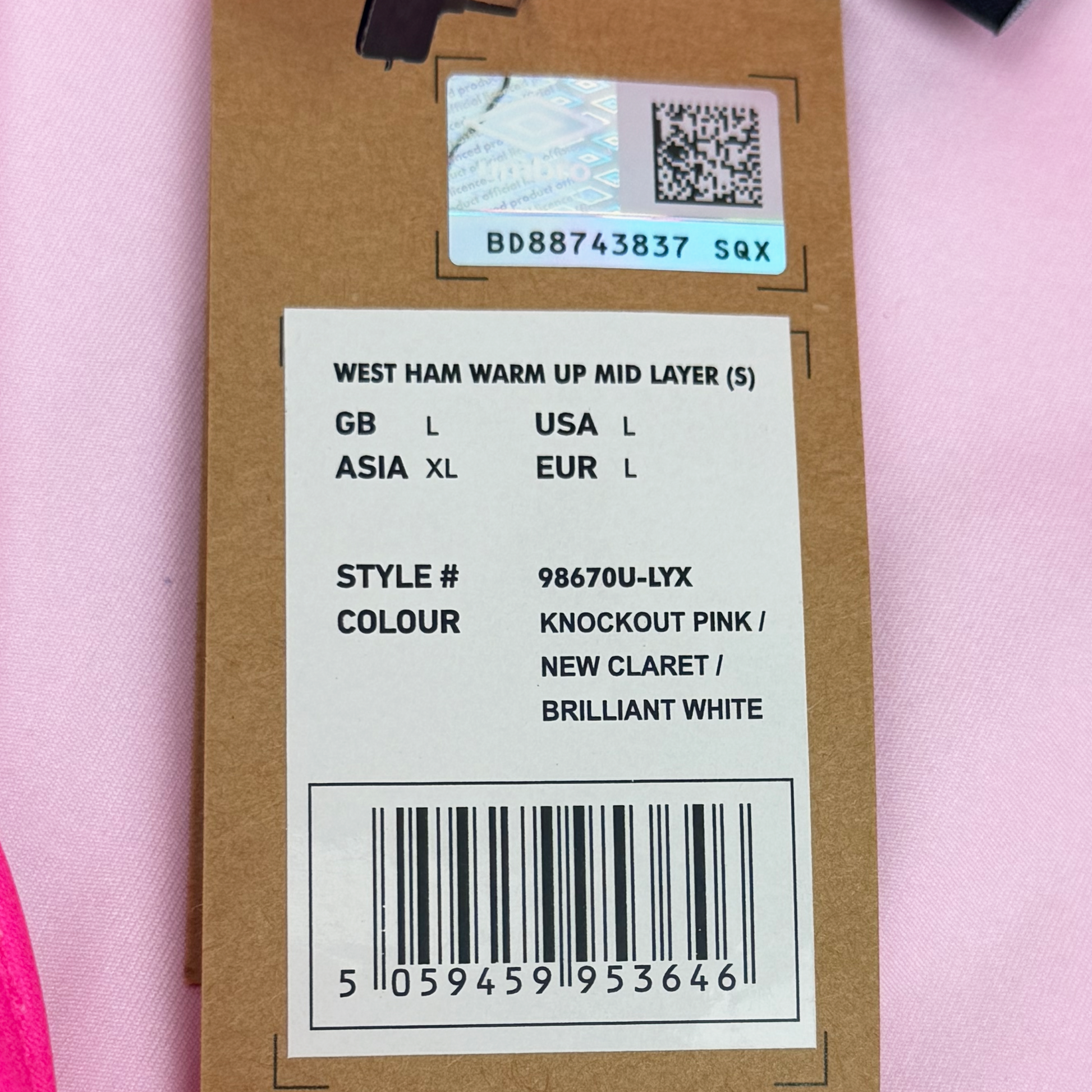 West Ham United Pink Warm-Up Top (2023-24)